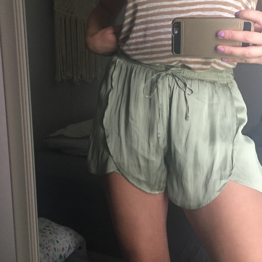 🌿Sage Satin Shorts